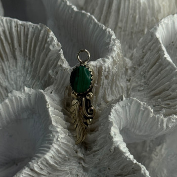 925 Sterling Silver Malachite Pendant Length 1.15 Inch
