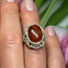 925 Sterling Silver Amber & Marcasite Ring Size 5