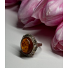 925 Sterling Silver Amber & Marcasite Ring Size 5