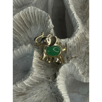 925 Sterling Silver Jade Elephant Charm Pendant Length 0.70 Inch