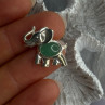 925 Sterling Silver Jade Elephant Charm Pendant Length 0.70 Inch