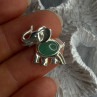 925 Sterling Silver Jade Elephant Charm Pendant Length 0.70 Inch