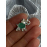 925 Sterling Silver Jade Elephant Charm Pendant Length 0.70 Inch