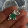 925 Sterling Silver Jade Elephant Charm Pendant Length 0.70 Inch