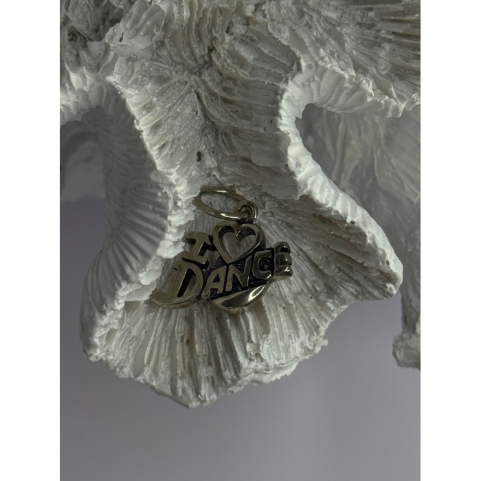 925 Sterling Silver I Love Dance Pendant Charm Length 0.90 Inch