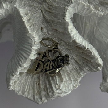 925 Sterling Silver I Love Dance Pendant Charm Length 0.90 Inch