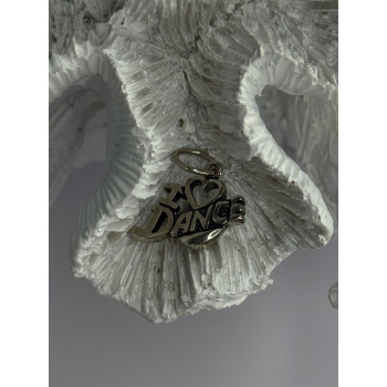 925 Sterling Silver I Love Dance Pendant Charm Length 0.90 Inch