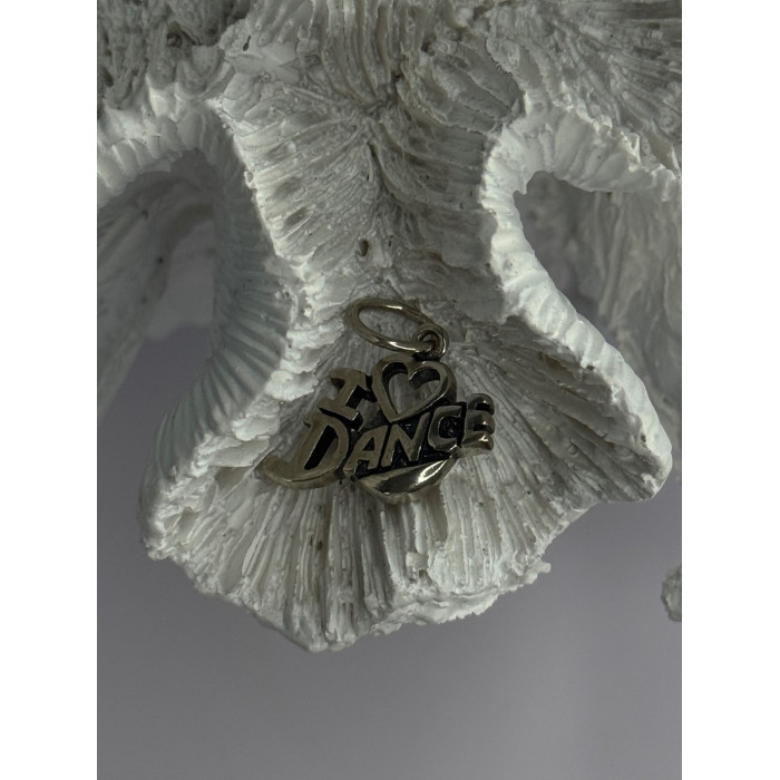 925 Sterling Silver I Love Dance Pendant Charm Length 0.90 Inch