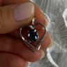 925 Sterling Silver Hematite Heart Pendant Length 1 Inch