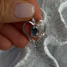 925 Sterling Silver Hematite Heart Pendant Length 1 Inch