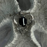 925 Sterling Silver Hematite Heart Pendant Length 1 Inch