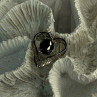 925 Sterling Silver Hematite Heart Pendant Length 1 Inch