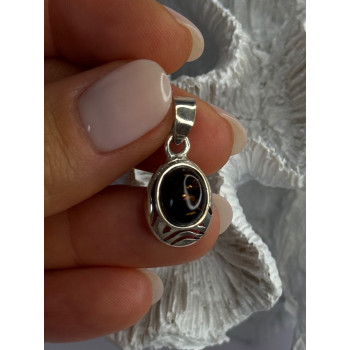 925 Sterling Silver Amber Pendant Length 0.90 Inch