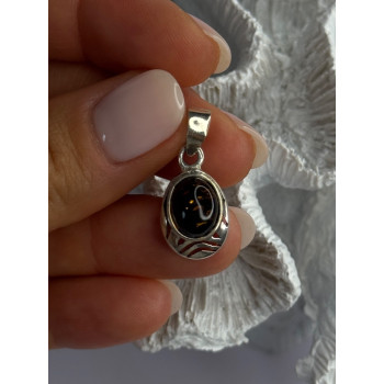 925 Sterling Silver Amber Pendant Length 0.90 Inch