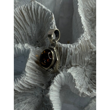 925 Sterling Silver Amber Pendant Length 0.90 Inch