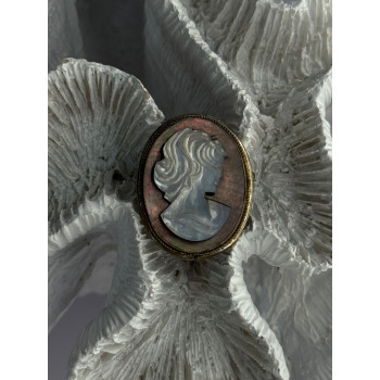 Vintage 925 Sterling Silver Abalone Cameo Brooch Pendant