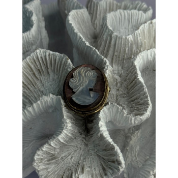 Vintage 925 Sterling Silver Abalone Cameo Brooch Pendant