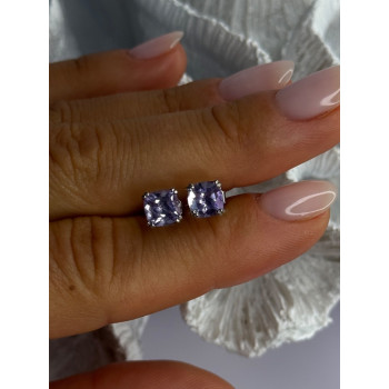 925 Sterling Silver Amethyst Earrings Length 0.25 Inch