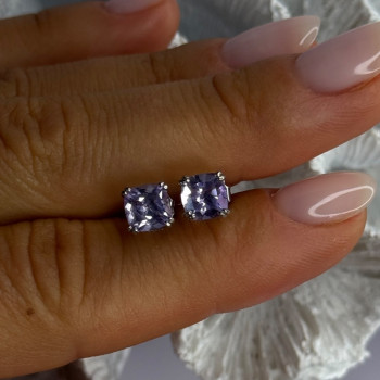 925 Sterling Silver Amethyst Earrings Length 0.25 Inch