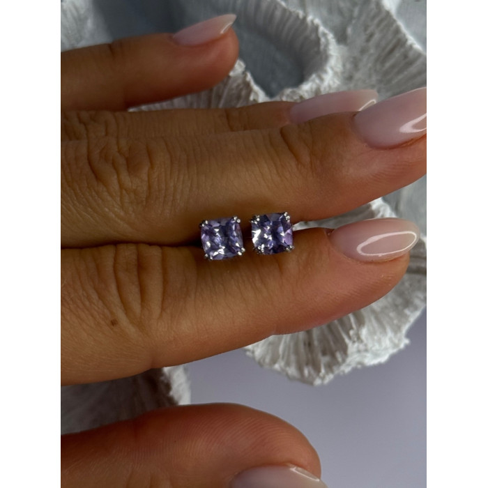 925 Sterling Silver Amethyst Earrings Length 0.25 Inch