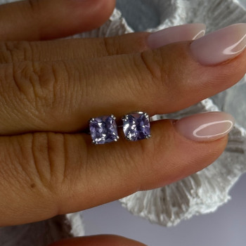 925 Sterling Silver Amethyst Earrings Length 0.25 Inch