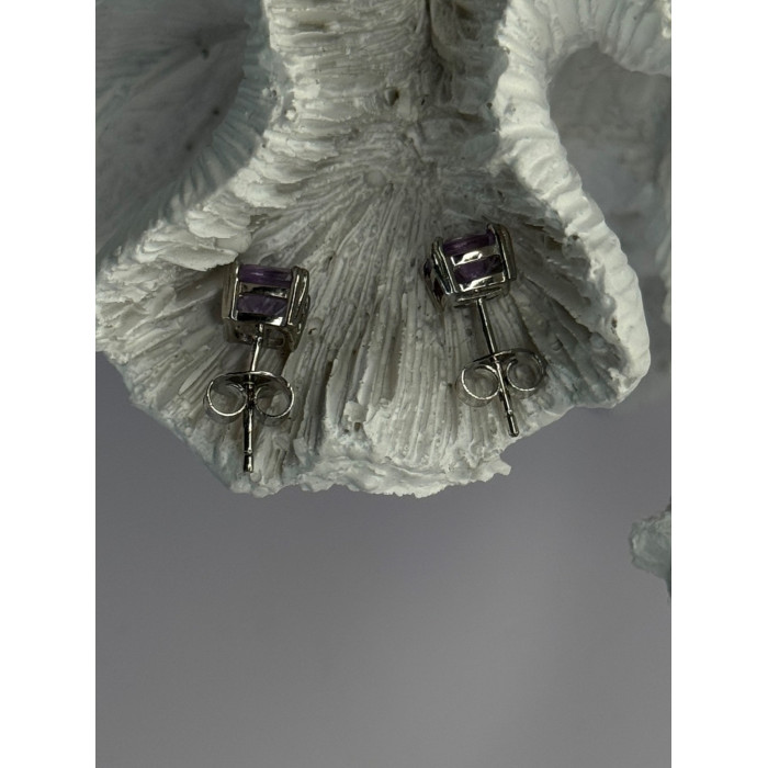 925 Sterling Silver Amethyst Earrings Length 0.25 Inch