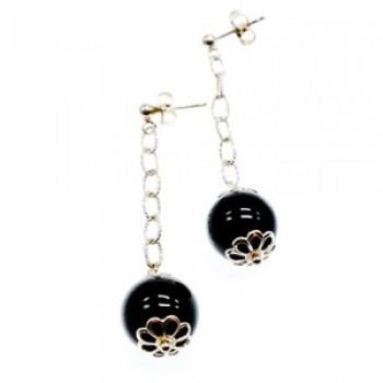 925 Sterling Silver Black Agate 