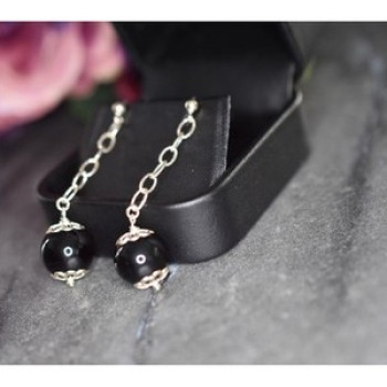 925 Sterling Silver Black Agate 