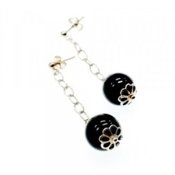 925 Sterling Silver Black Agate 