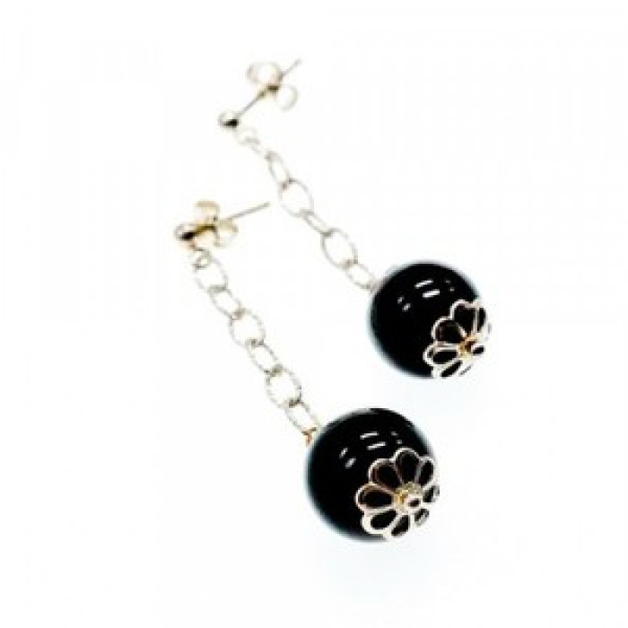 925 Sterling Silver Black Agate 