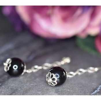 925 Sterling Silver Black Agate 