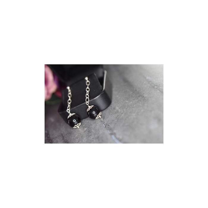 925 Sterling Silver Black Agate 