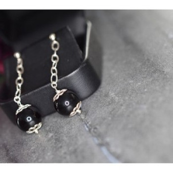925 Sterling Silver Black Agate 