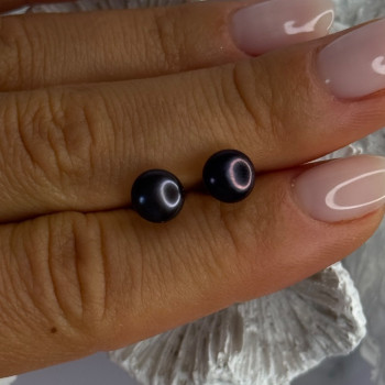 925 Sterling Silver Black Pearl Earrings Length 0.30 Inch