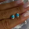 925 Sterling Silver Turquoise Stud Earrings Length 0.30 Inch
