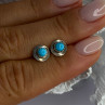 925 Sterling Silver Turquoise Stud Earrings Length 0.30 Inch