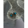 925 Sterling Silver Turquoise Stud Earrings Length 0.30 Inch