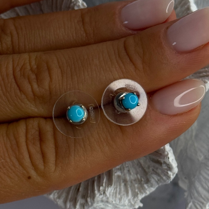 925 Sterling Silver Turquoise Stud Earrings
