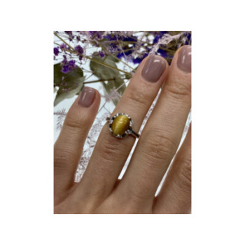925 Sterling Silver Tiger's Eye Ring Size 5.5