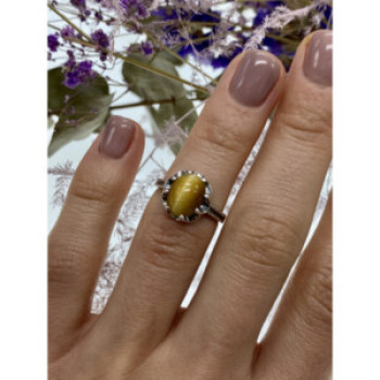 925 Sterling Silver Tiger'S Eye Ring Size 5.5