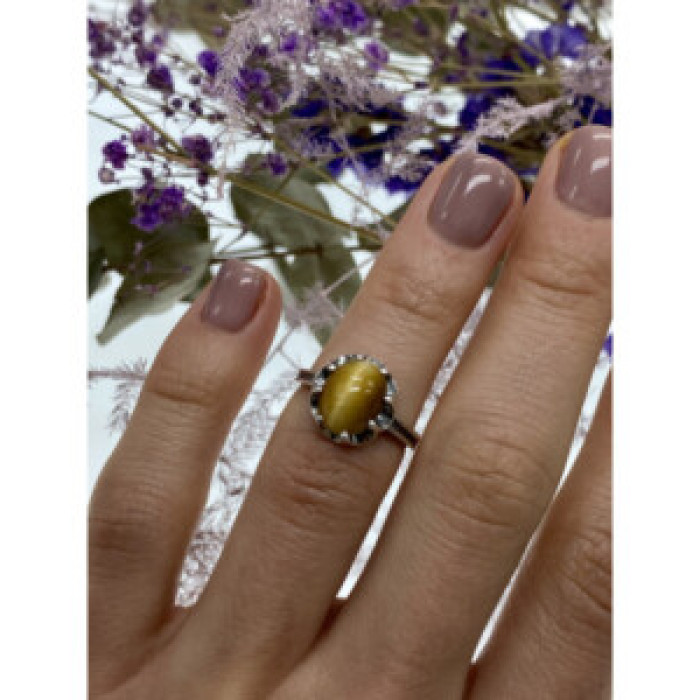 925 Sterling Silver Tiger'S Eye Ring Size 5.5