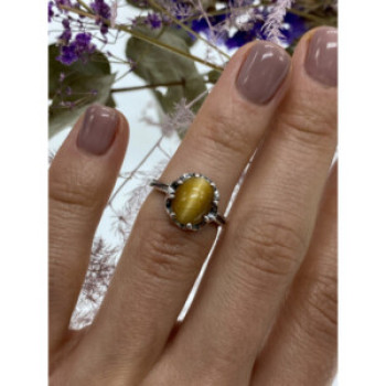 925 Sterling Silver Tiger'S Eye Ring Size 5.5