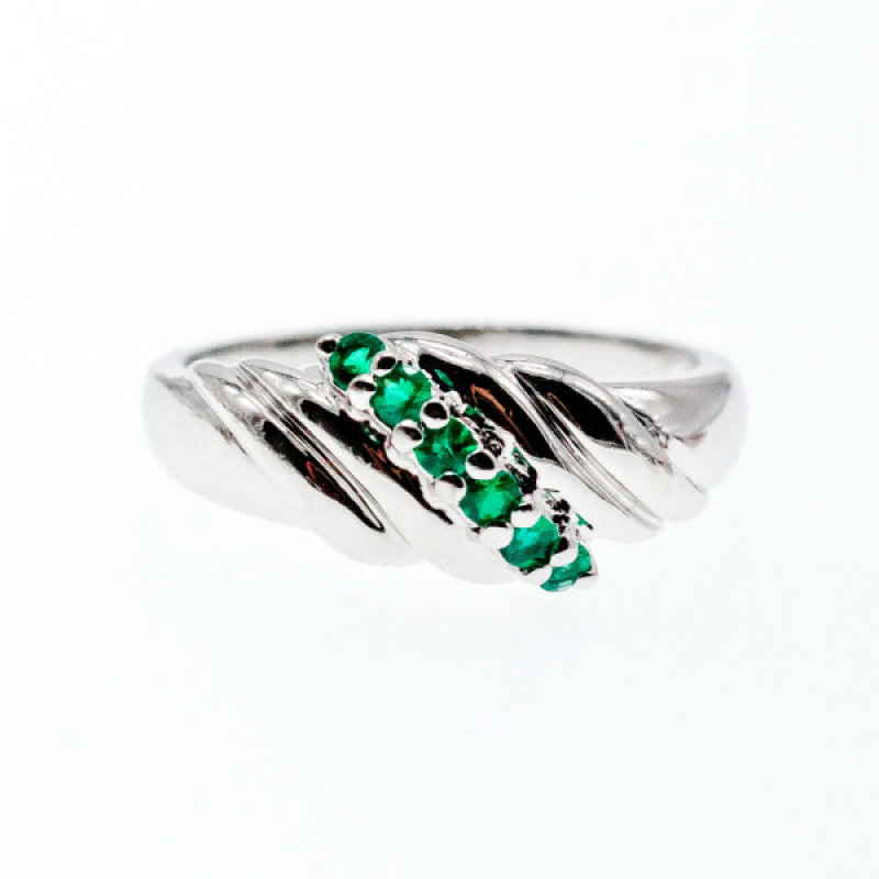925 Sterling Silver Green CZ Ring Size 10.5