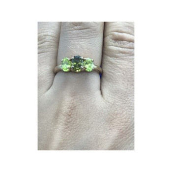 925 Sterling Silver Gold Plated Peridot Ring Size 8