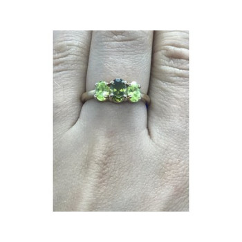 925 Sterling Silver Gold Plated Peridot Ring Size 8