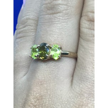 925 Sterling Silver Gold Plated Peridot Ring Size 8