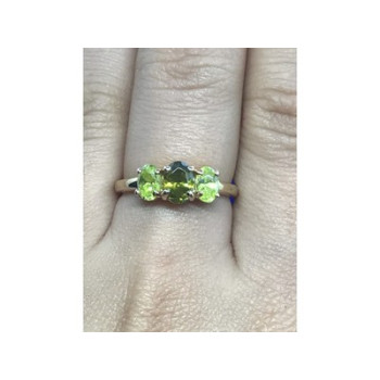925 Sterling Silver Gold Plated Peridot Ring Size 8