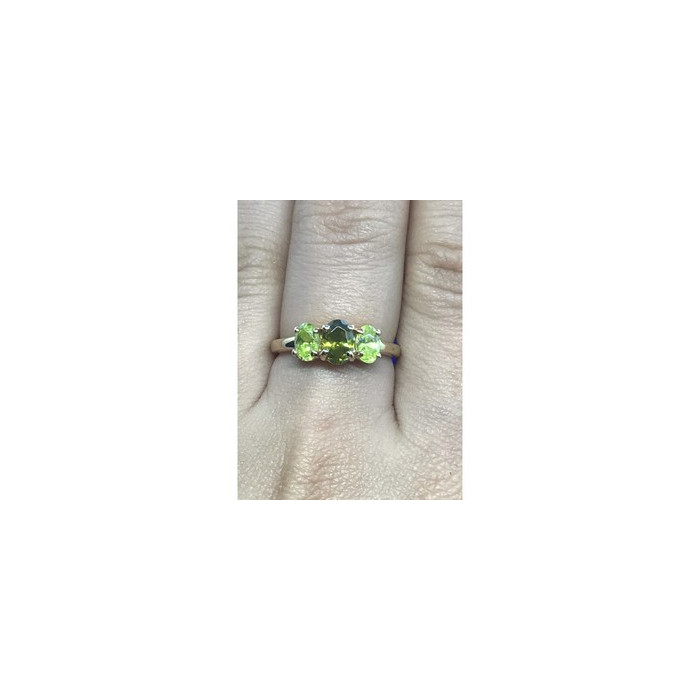 925 Sterling Silver Gold Plated Peridot Ring Size 8