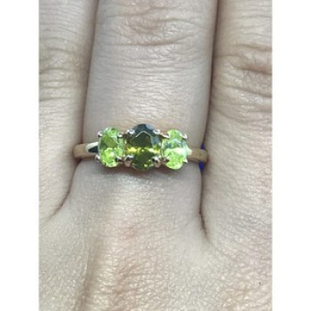 925 Sterling Silver Gold Plated Peridot Ring Size 8
