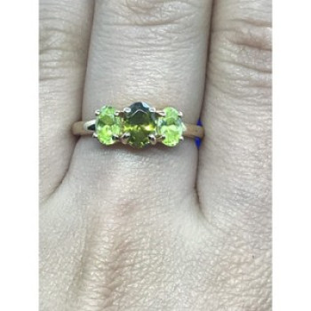 925 Sterling Silver Gold Plated Peridot Ring Size 8